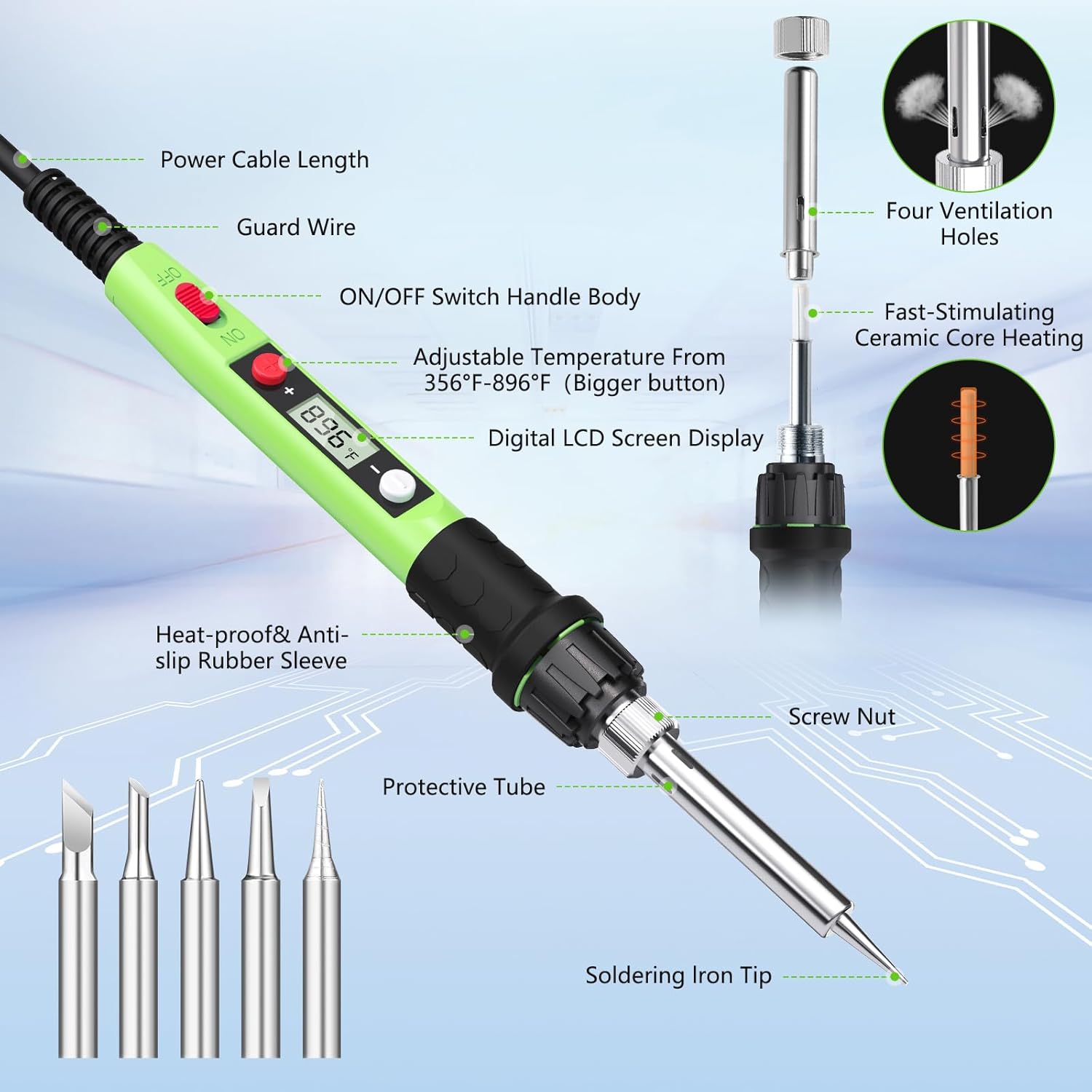 80W LCD Digital Soldering Iron - Electronics Repair Tool Kit avis et prix